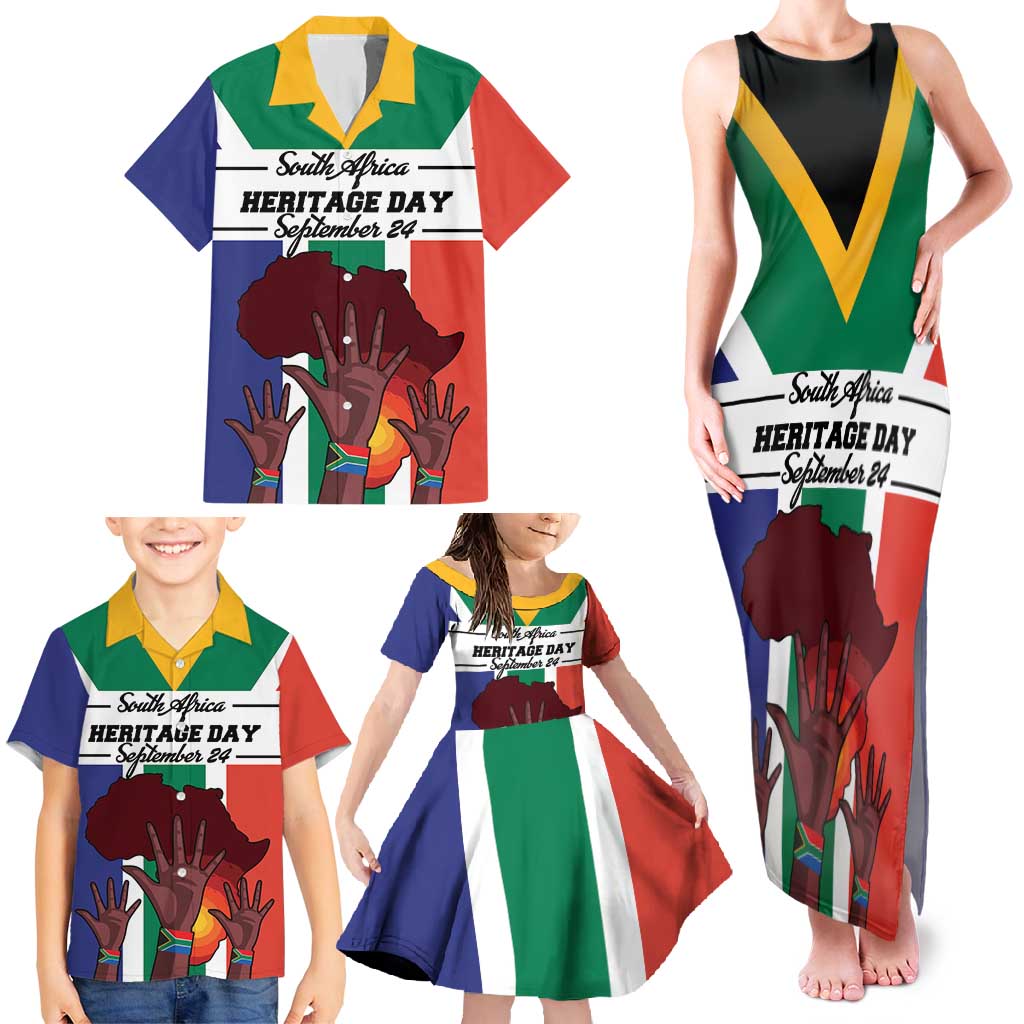 Personalized South Africa Heritage Day Family Matching Tank Maxi Dress and Hawaiian Shirt Flag Style - Wonder Print Shop