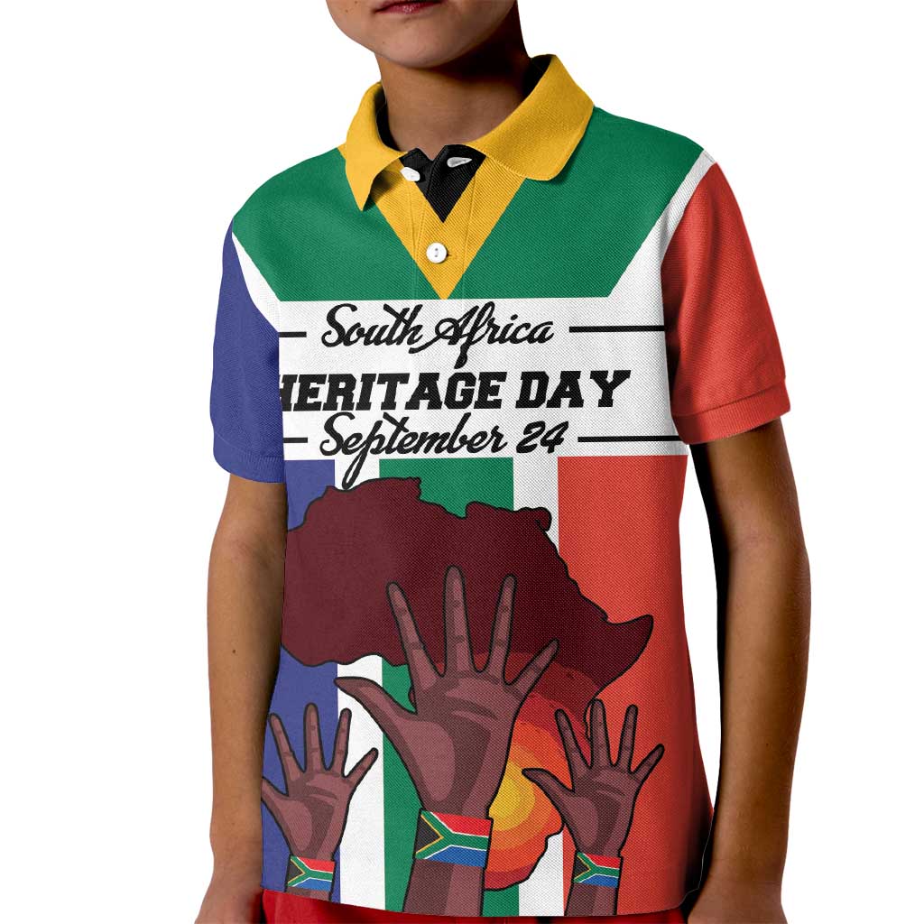 Personalized South Africa Heritage Day Kid Polo Shirt Flag Style - Wonder Print Shop