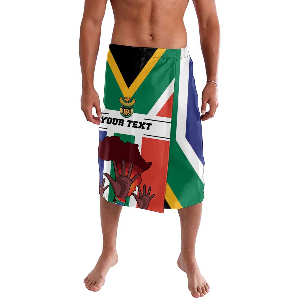 South Africa flag-style lavalava with black waistband, green white blue red panels