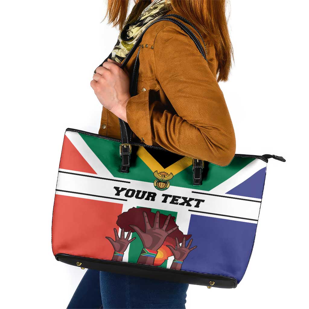 Personalized South Africa Heritage Day Leather Tote Bag Flag Style