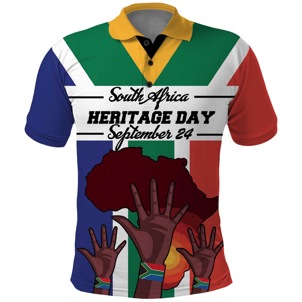 Personalized South Africa Heritage Day Polo Shirt Flag Style - Wonder Print Shop