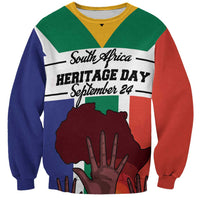 Unisex crewneck sweatshirt with flag print, 'South Africa Heritage Day September 24'
