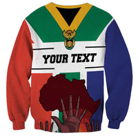 Unisex crewneck sweatshirt with flag print and 'YOUR TEXT' on chest