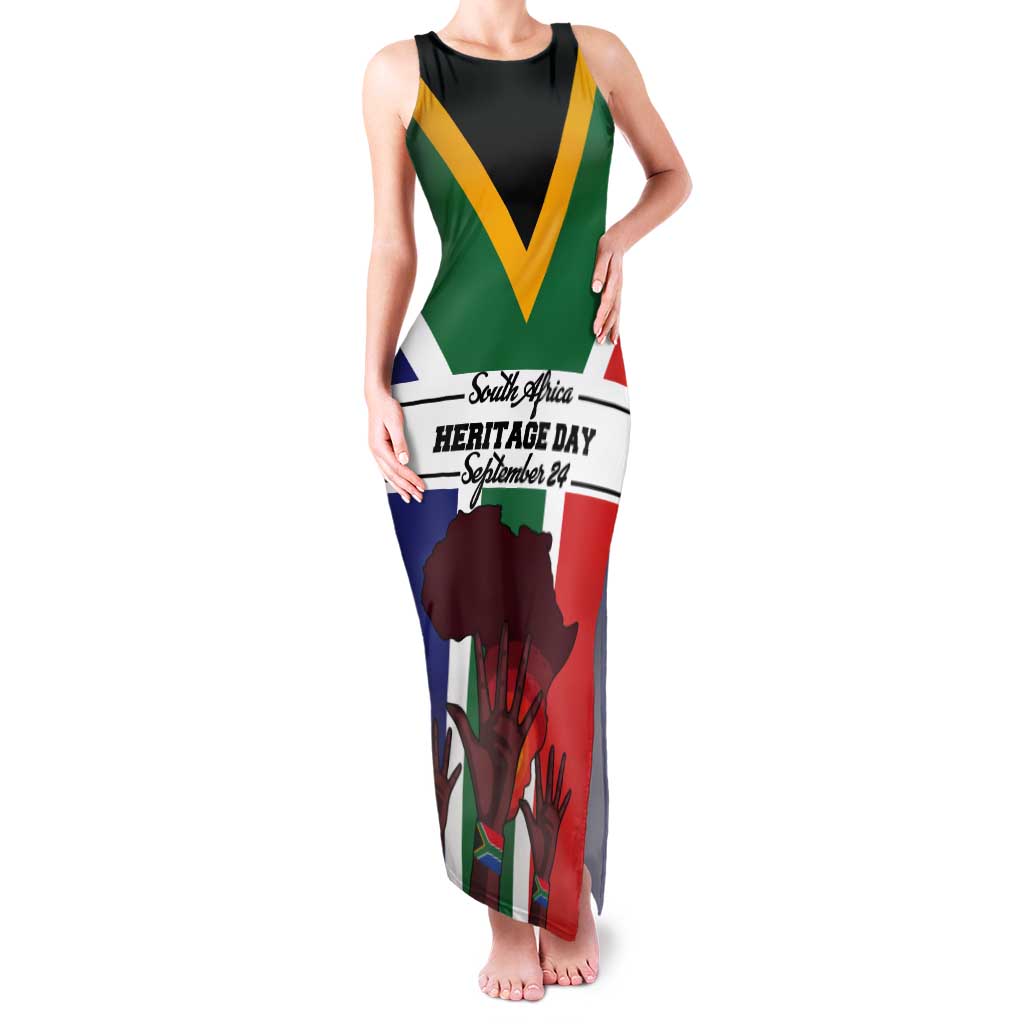 Personalized South Africa Heritage Day Tank Maxi Dress Flag Style - Wonder Print Shop