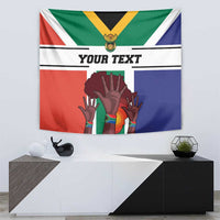 South Africa Heritage Day tapestry flag with multicolor hands graphic and bold 'YOUR TEXT'.