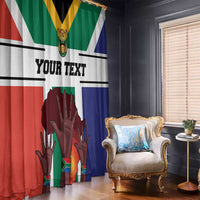 South Africa flag style window curtains, green and blue panels with red and white stripes