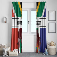 South Africa flag print window curtain set with green, blue, red, and white vertical sections
