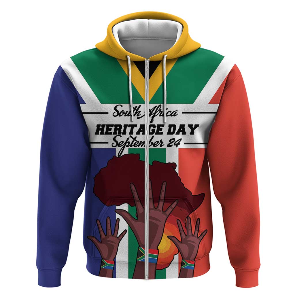 Personalized South Africa Heritage Day Zip Hoodie Flag Style - Wonder Print Shop