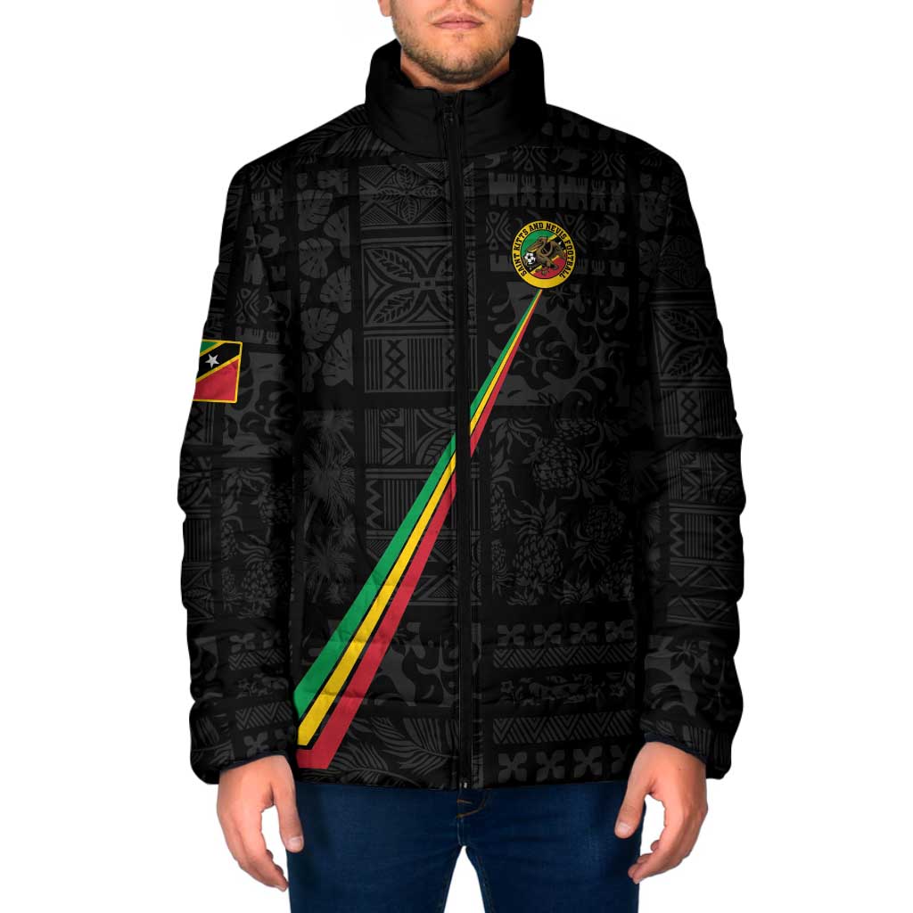 Custom Saint Kitts And Nevis Football Padded Jacket Sugar Boyz Black Version - Wonder Print Shop