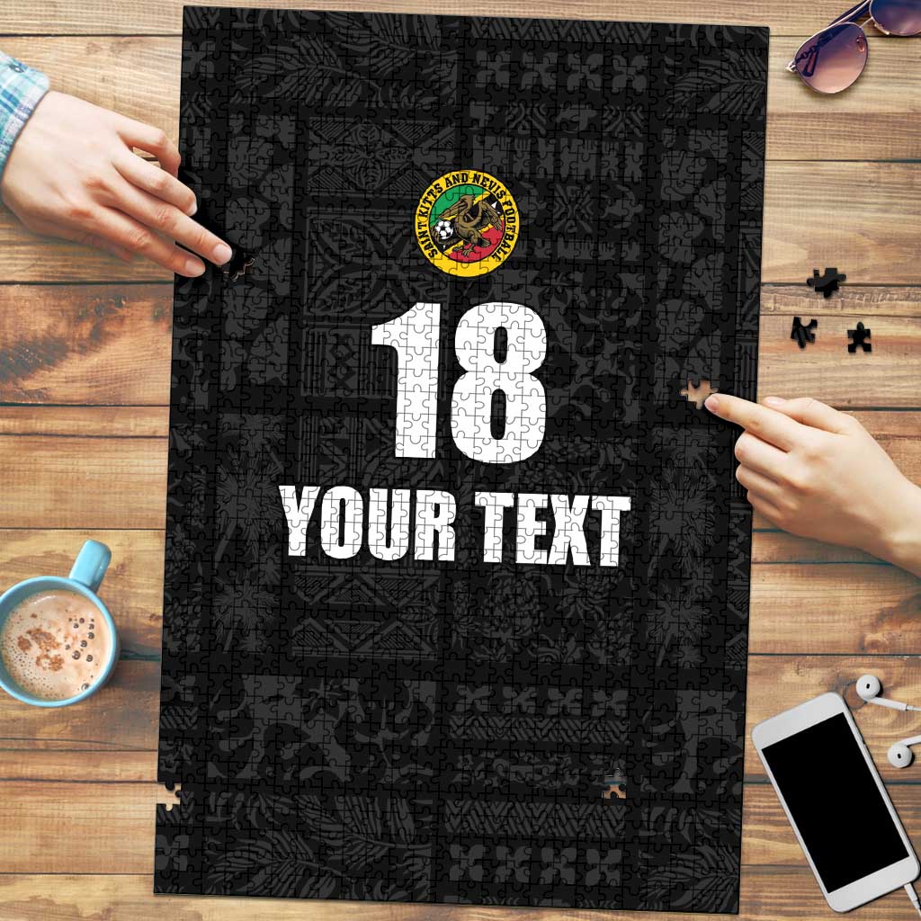 Custom Saint Kitts And Nevis Football Puzzle Sugar Boyz Black Version - Wonder Print Shop