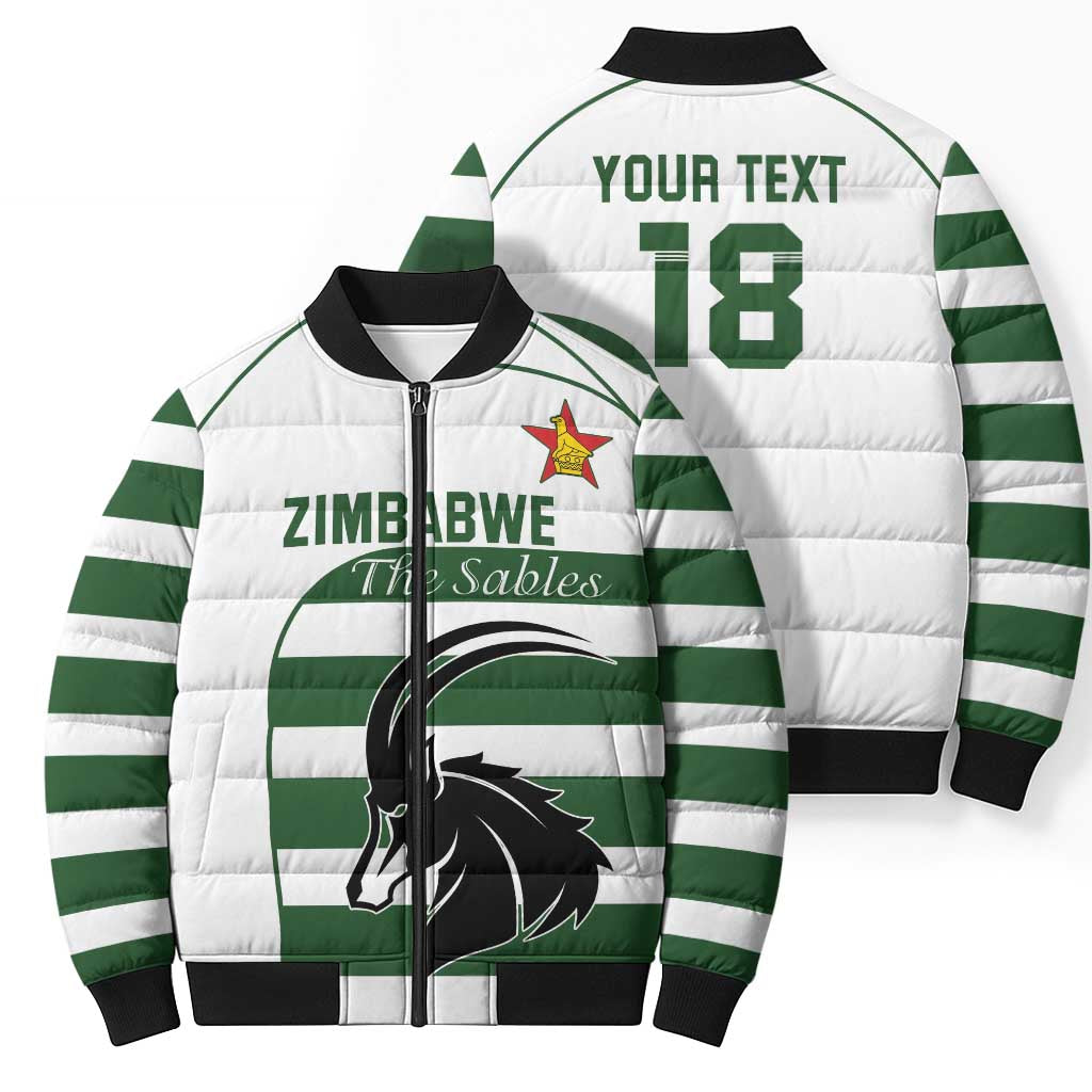 Custom Zimbabwe Rugby Bomber Puffer Jacket The Sables Go Champion - Wonder Print Shop