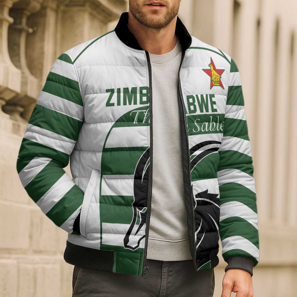 Custom Zimbabwe Rugby Bomber Puffer Jacket The Sables Go Champion - Wonder Print Shop