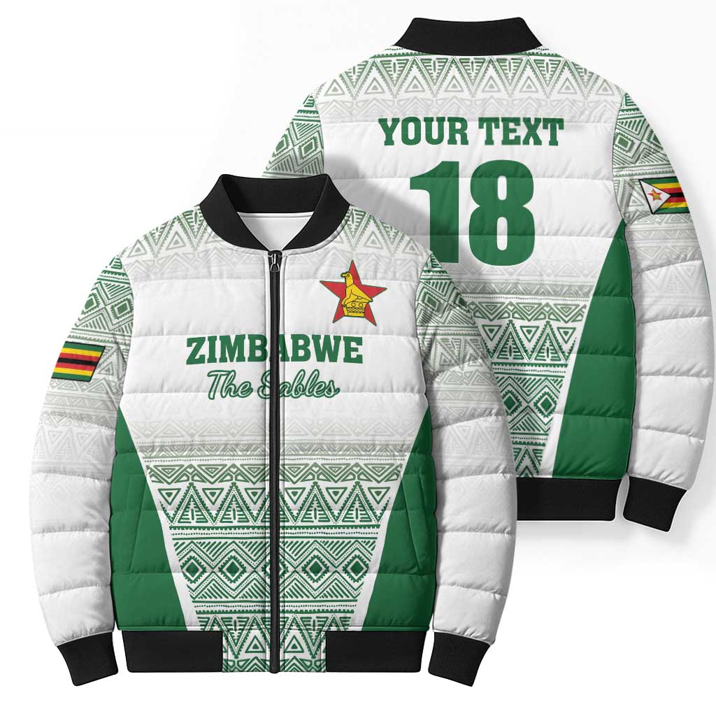 Custom Zimbabwe Rugby Bomber Puffer Jacket Sables African Patterns - Wonder Print Shop