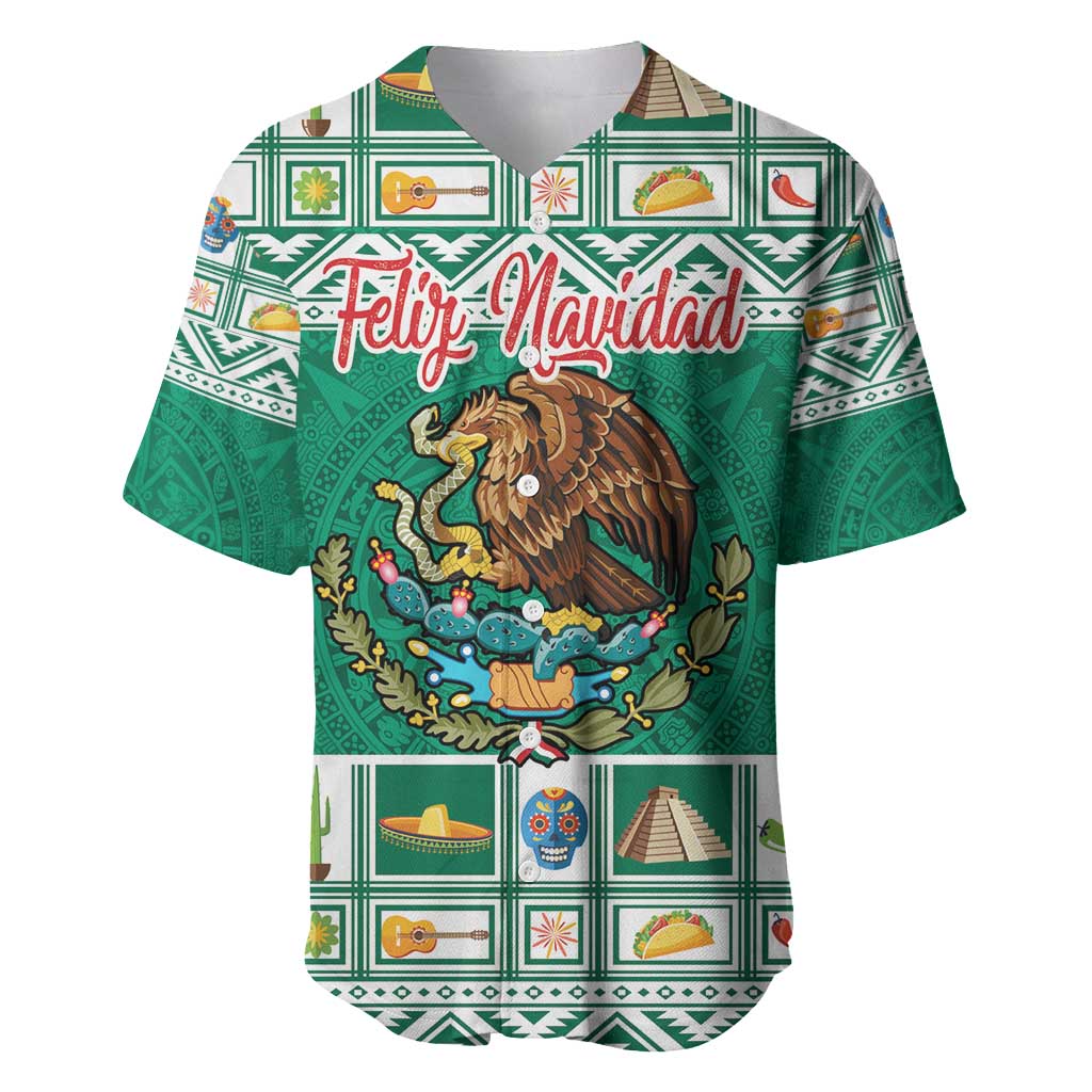 Personalized Mexico Christmas Baseball Jersey Coat Of Arms With Aztec Mexican Patterns - Wonder Print Shop