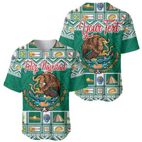 Green Mexico Christmas baseball jersey set of two, eagle coat of arms, Feliz Navidad, Your Text