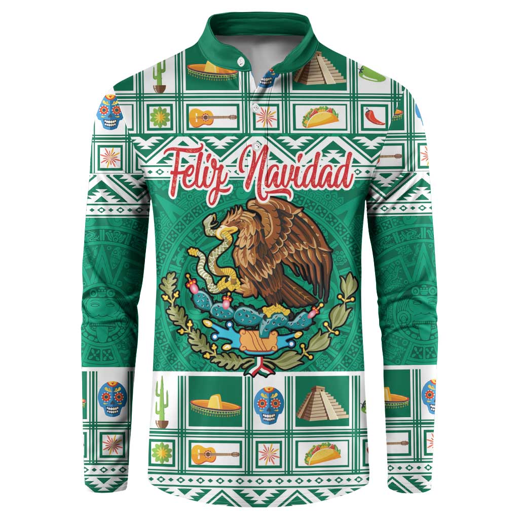 Personalized Mexico Christmas Button Sweatshirt Coat Of Arms With Aztec Mexican Patterns - Wonder Print Shop