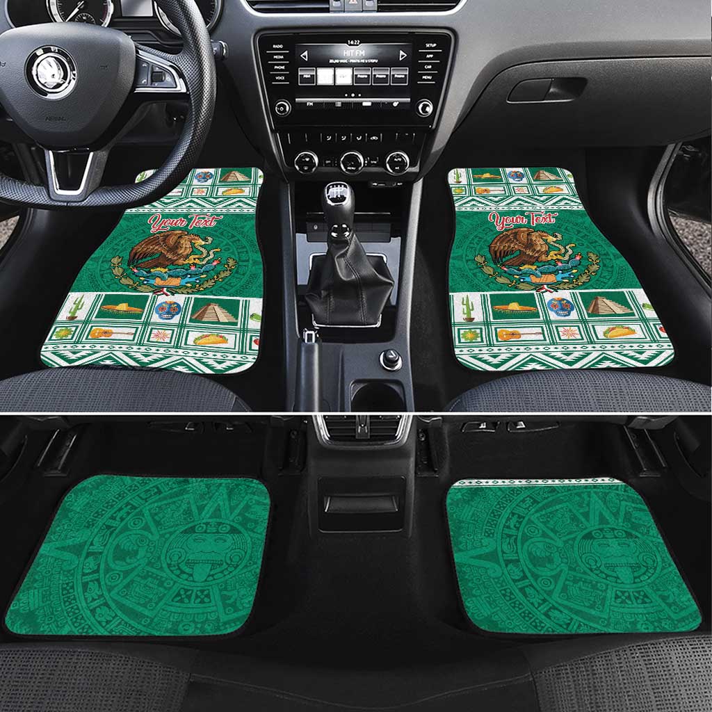 Personalized Mexico Christmas Car Mats Coat Of Arms With Aztec Mexican Patterns - Wonder Print Shop