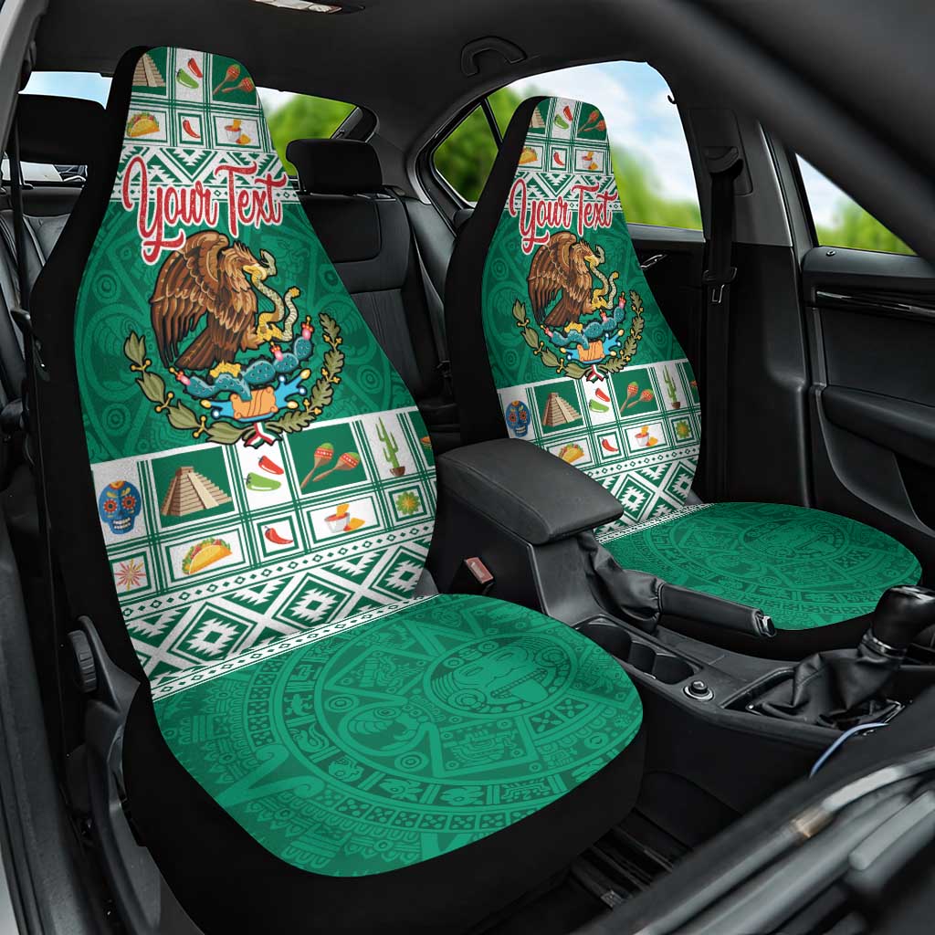 Personalized Mexico Christmas Car Seat Cover Coat Of Arms With Aztec Mexican Patterns - Wonder Print Shop