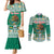 Personalized Mexico Christmas Couples Matching Mermaid Dress and Long Sleeve Button Shirt Coat Of Arms With Aztec Mexican Patterns