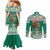 Personalized Mexico Christmas Couples Matching Mermaid Dress and Long Sleeve Button Shirt Coat Of Arms With Aztec Mexican Patterns