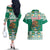 Personalized Mexico Christmas Couples Matching Off The Shoulder Long Sleeve Dress and Hawaiian Shirt Coat Of Arms With Aztec Mexican Patterns