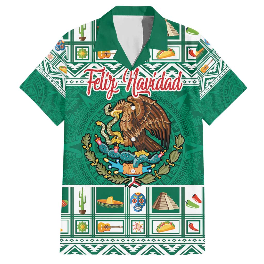 Personalized Mexico Christmas Hawaiian Shirt Coat Of Arms With Aztec Mexican Patterns