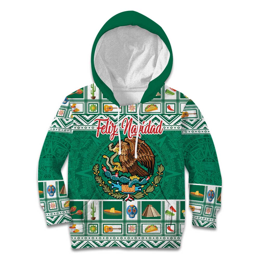 Personalized Mexico Christmas Kid Hoodie Coat Of Arms With Aztec Mexican Patterns