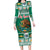 Personalized Mexico Christmas Long Sleeve Bodycon Dress Coat Of Arms With Aztec Mexican Patterns