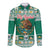 Personalized Mexico Christmas Long Sleeve Button Shirt Coat Of Arms With Aztec Mexican Patterns