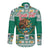 Personalized Mexico Christmas Long Sleeve Button Shirt Coat Of Arms With Aztec Mexican Patterns