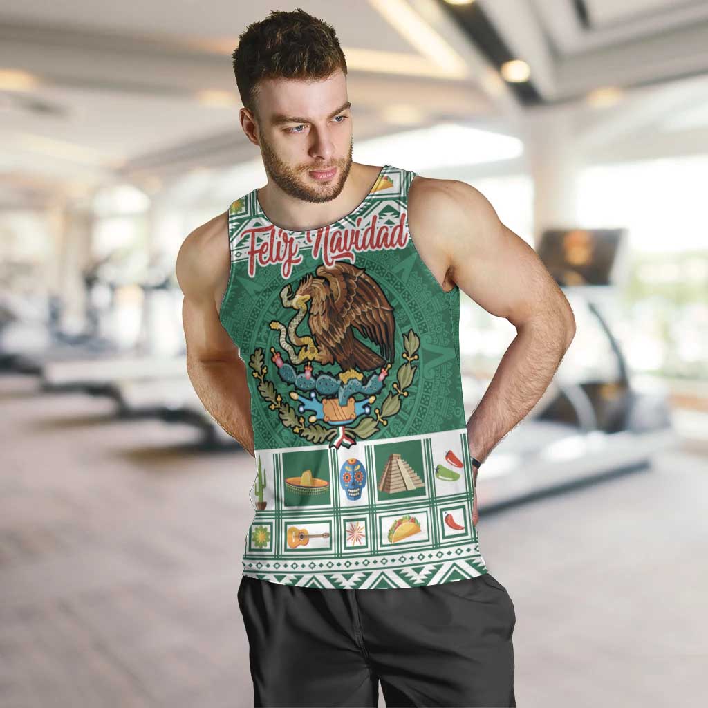 Personalized Mexico Christmas Men Tank Top Coat Of Arms With Aztec Mexican Patterns