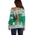 Personalized Mexico Christmas Off Shoulder Sweater Coat Of Arms With Aztec Mexican Patterns