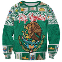 Unisex green Christmas sweatshirt, crew neck, long sleeves, Feliz Navidad front print