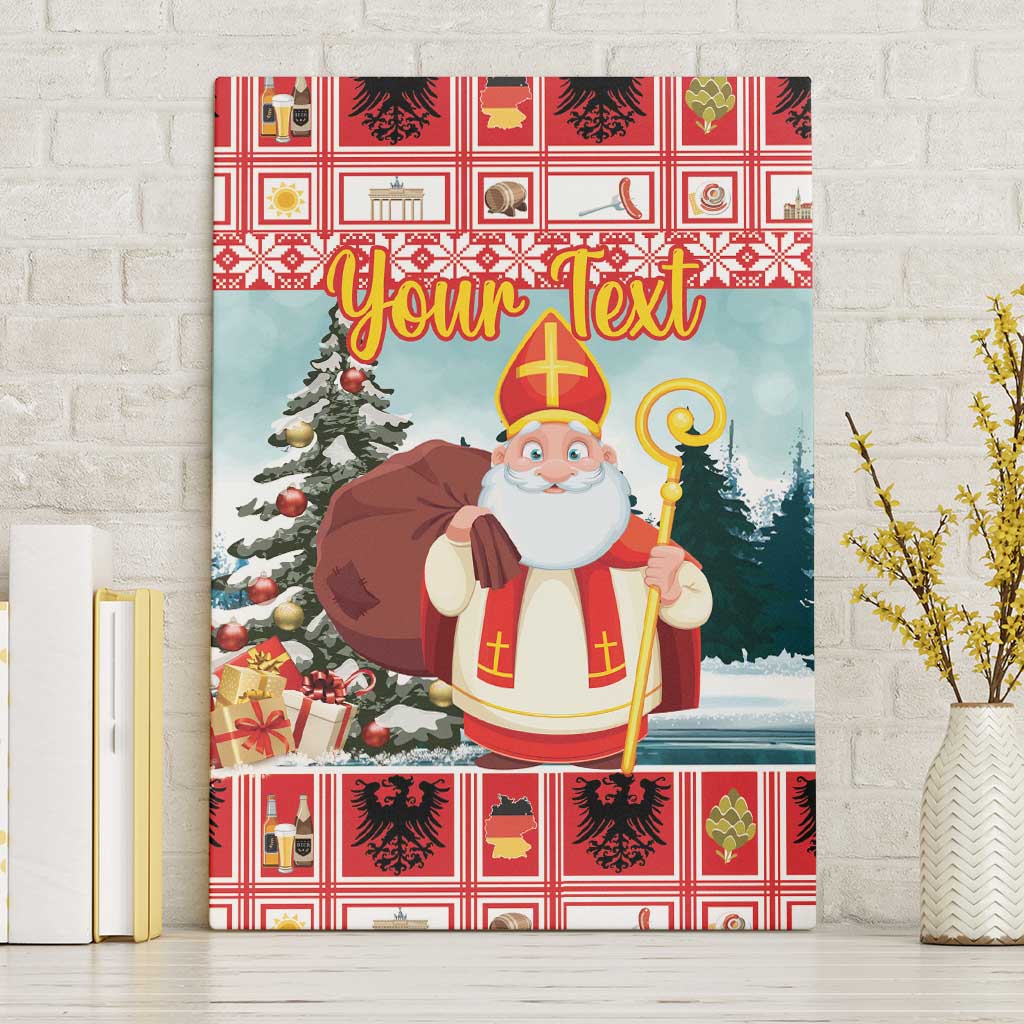 Personalized Germany Frohe Weihnachten Canvas Wall Art Cute Saint Nicholas With Christmas Tree - Wonder Print Shop