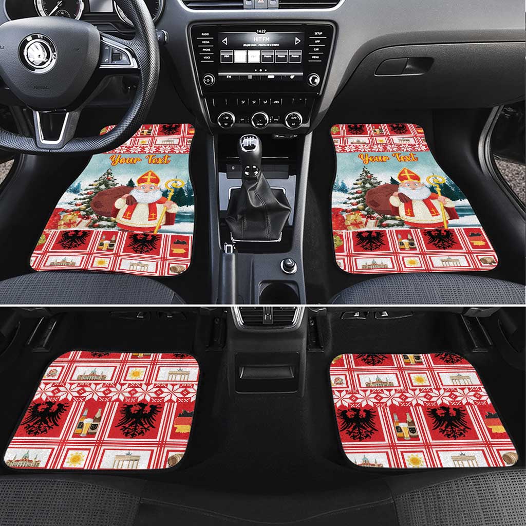 Personalized Germany Frohe Weihnachten Car Mats Cute Saint Nicholas With Christmas Tree - Wonder Print Shop