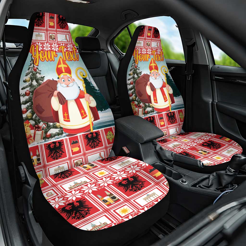 Personalized Germany Frohe Weihnachten Car Seat Cover Cute Saint Nicholas With Christmas Tree - Wonder Print Shop