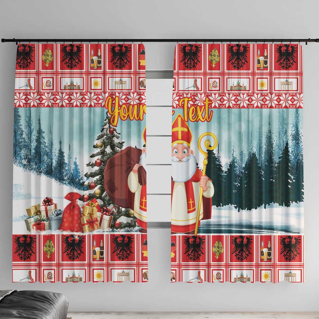 Personalized Germany Frohe Weihnachten Window Curtain Cute Saint Nicholas With Christmas Tree - Wonder Print Shop