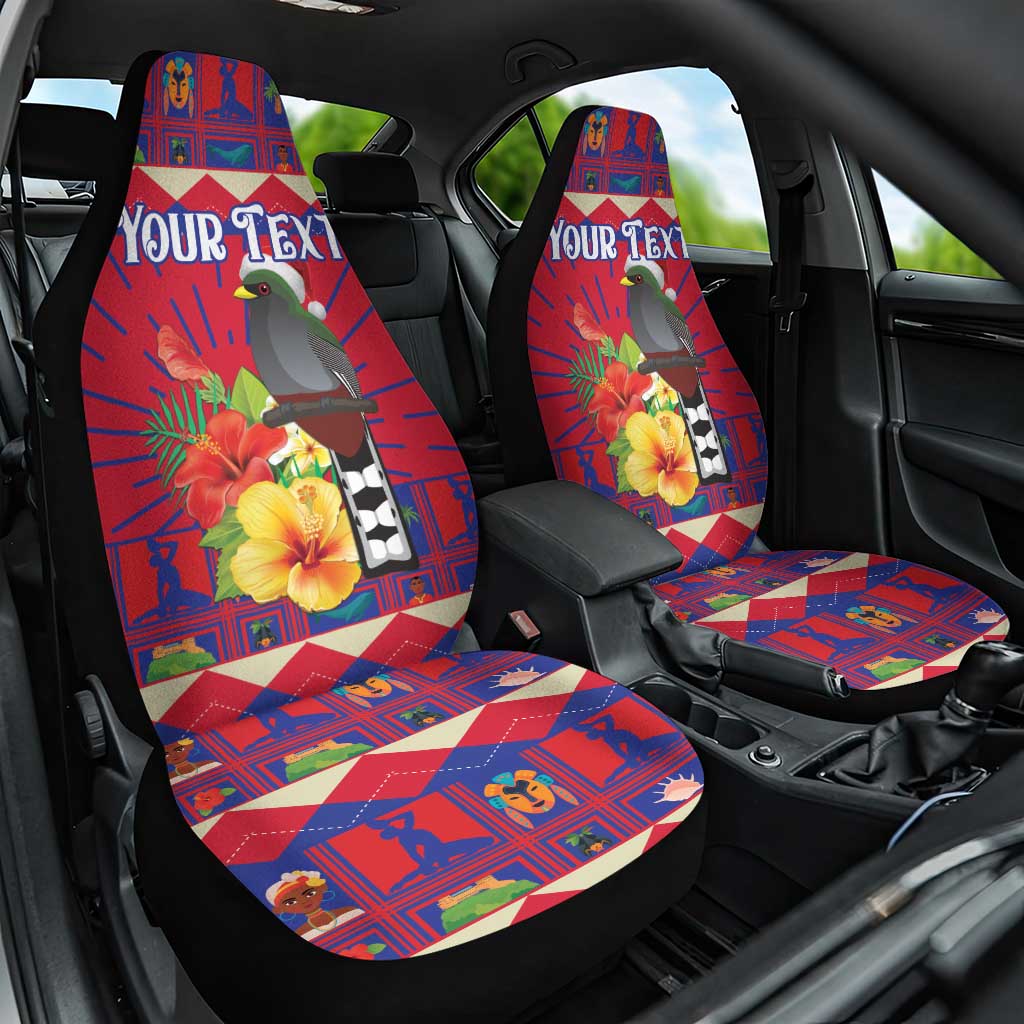 Personalized Haiti Jwaye Nowel Car Seat Cover Hispaniolan Trogon With Hibiscus Flowers - Wonder Print Shop