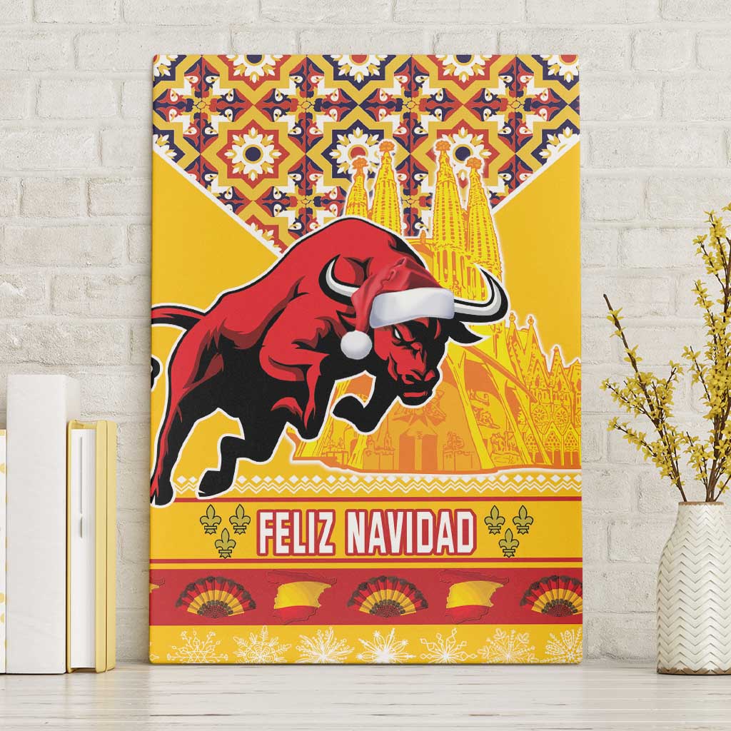 Spain Christmas Canvas Wall Art Noble Bull With Sagrada Famlia - Wonder Print Shop