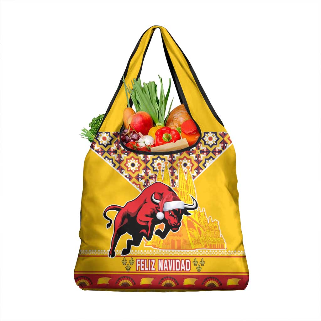 Spain Christmas Grocery Bag Noble Bull With Sagrada Família