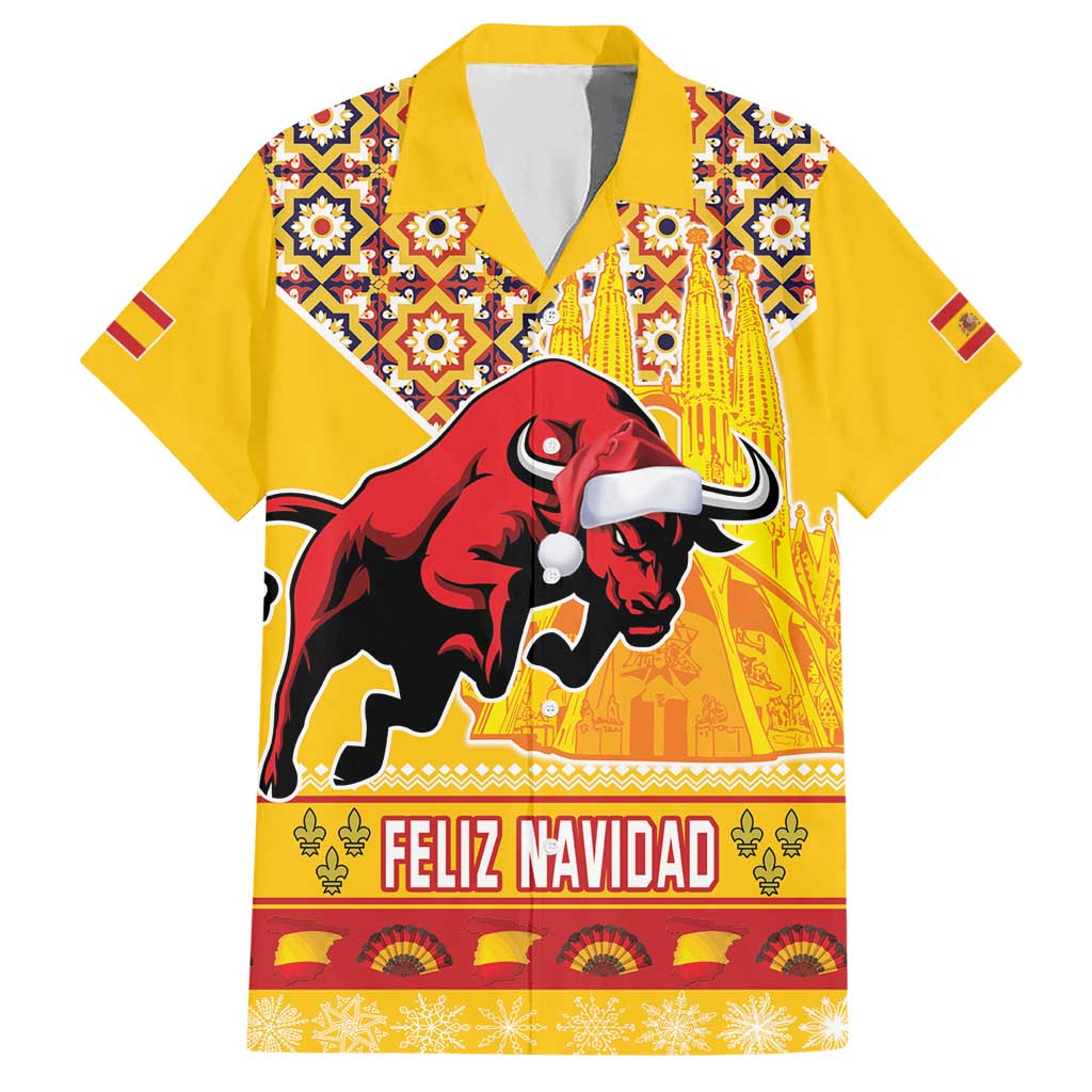 Spain Christmas Hawaiian Shirt Noble Bull With Sagrada Famlia - Wonder Print Shop