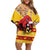 Spain Christmas Off Shoulder Short Dress Noble Bull With Sagrada Famlia - Wonder Print Shop