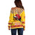 Spain Christmas Off Shoulder Sweater Noble Bull With Sagrada Famlia - Wonder Print Shop