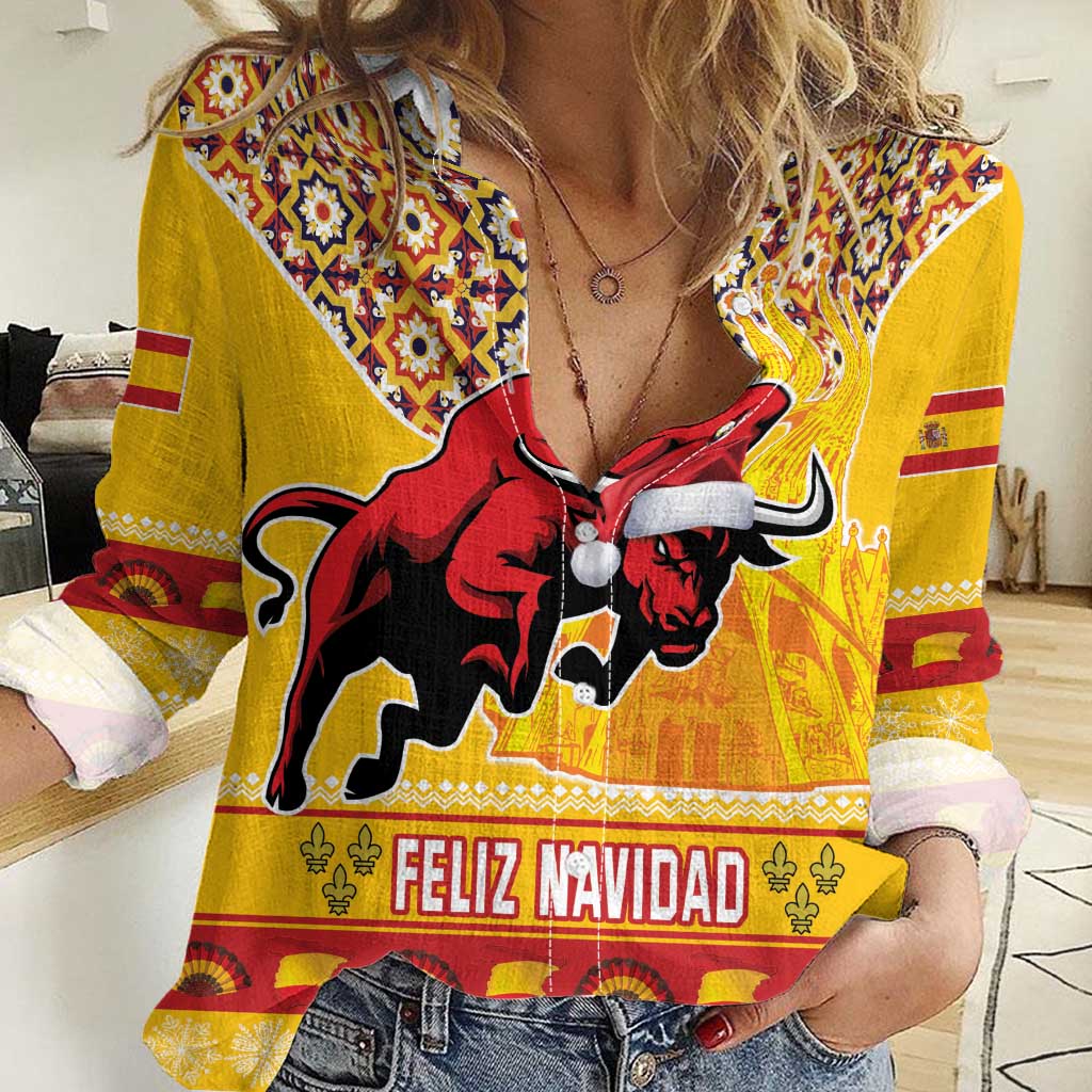 Spain Christmas Women Casual Shirt Noble Bull With Sagrada Família