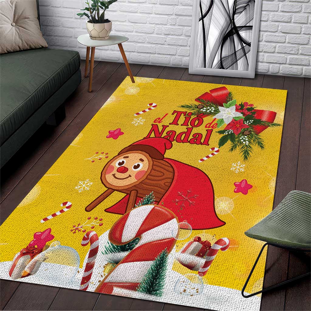 Spain Tio de Nadal Christmas Area Rug Traditional Christmas Log Yellow Version - Wonder Print Shop