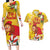 Spain Tio de Nadal Christmas Couples Matching Long Sleeve Bodycon Dress and Hawaiian Shirt Traditional Christmas Log Yellow Version - Wonder Print Shop