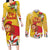 Spain Tio de Nadal Christmas Couples Matching Long Sleeve Bodycon Dress and Long Sleeve Button Shirt Traditional Christmas Log Yellow Version - Wonder Print Shop