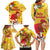 Spain Tio de Nadal Christmas Family Matching Long Sleeve Bodycon Dress and Hawaiian Shirt Traditional Christmas Log Yellow Version - Wonder Print Shop