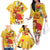 Spain Tio de Nadal Christmas Family Matching Off The Shoulder Long Sleeve Dress and Hawaiian Shirt Traditional Christmas Log Yellow Version - Wonder Print Shop