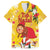 Spain Tio de Nadal Christmas Family Matching Off The Shoulder Long Sleeve Dress and Hawaiian Shirt Traditional Christmas Log Yellow Version - Wonder Print Shop